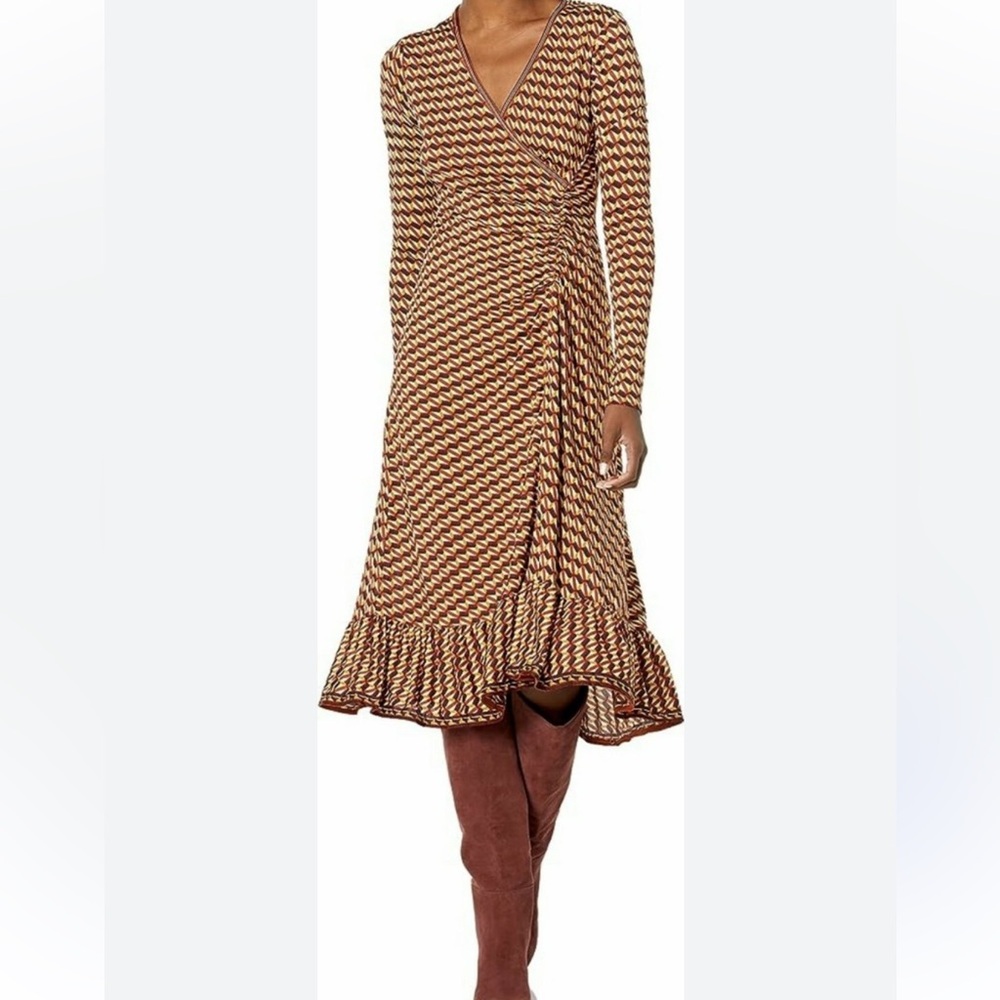 Max Studio Women's Long Sleeve Faux-Wrap Dress- Size Large